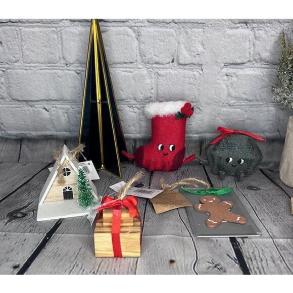 Winter Holiday Ornaments Plant Stocking Glass Tree Christmas Décor 7 Piece Lot - Picture 3 of 6